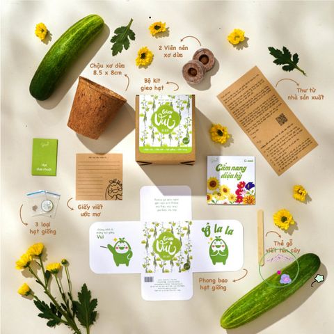 Bộ Trồng Cây Ô-Seed - Hạt Giống Dưa Chuột Vui Vẻ Kèm Hướng Dẫn Gieo Hạt và Quà Tặng Bất Ngờ - Khám Phá Điều Kỳ Diệu