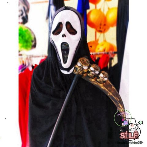 Bộ Trang Phục Halloween - Áo Choàng Thần Chết, Mặt Nạ Độc Đáo & Lưỡi Hái Bí Ẩn cho Tiệc Hóa Trang Bùng Nổ