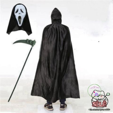 Bộ Trang Phục Halloween - Áo Choàng Thần Chết, Mặt Nạ Độc Đáo & Lưỡi Hái Bí Ẩn cho Tiệc Hóa Trang Bùng Nổ