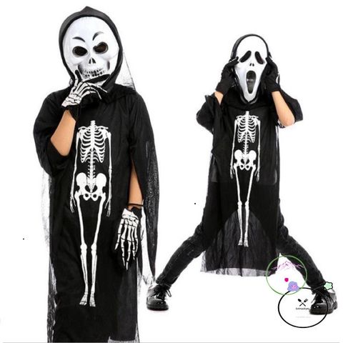 Áo Hóa Trang Bóng Ma Scream - Bộ Xương Halloween Cho Người Lớn & Trẻ Em, Thời Trang Dự Tiệc Ma Quái