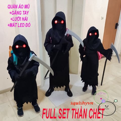 Bộ Hóa Trang Cương Thi Halloween - Áo Choàng Thần Chết, Găng Tay Bộ Xương và Mặt Nạ Kinh Dị Cho Tiệc Hóa Trang, Cosplay