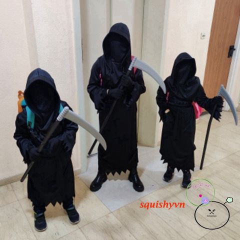 Bộ Hóa Trang Cương Thi Halloween - Áo Choàng Thần Chết, Găng Tay Bộ Xương và Mặt Nạ Kinh Dị Cho Tiệc Hóa Trang, Cosplay
