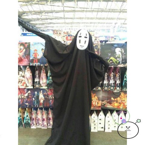 Bộ hóa trang áo choàng đen và mặt nạ vô diện LUC55 - Set Halloween cho trẻ em và người lớn, chất liệu bền, dễ sử dụng