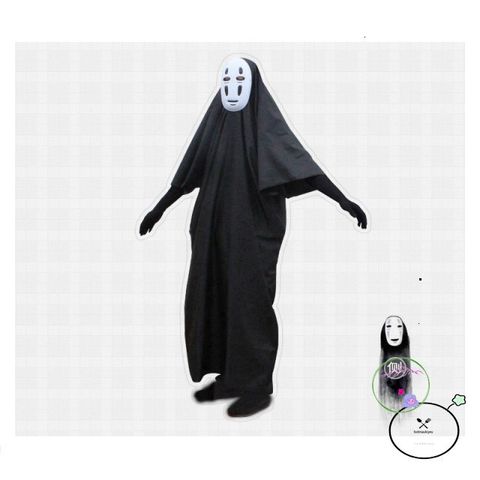 Bộ hóa trang áo choàng đen và mặt nạ vô diện LUC55 - Set Halloween cho trẻ em và người lớn, chất liệu bền, dễ sử dụng