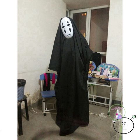 Bộ hóa trang áo choàng đen và mặt nạ vô diện LUC55 - Set Halloween cho trẻ em và người lớn, chất liệu bền, dễ sử dụng