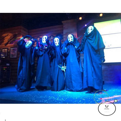 Bộ hóa trang áo choàng đen và mặt nạ vô diện LUC55 - Set Halloween cho trẻ em và người lớn, chất liệu bền, dễ sử dụng