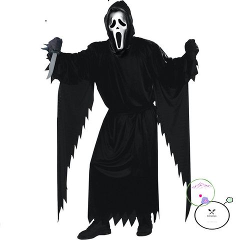 Bộ đồ hóa trang Scream Halloween - Áo choàng đen và mũ trùm đầu, Huyền bí, Phong cách Cosplay cho Tiệc Halloween