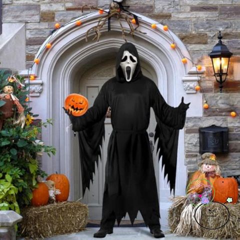 Bộ đồ hóa trang Scream Halloween - Áo choàng đen và mũ trùm đầu, Huyền bí, Phong cách Cosplay cho Tiệc Halloween