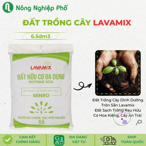 Đất Lavamix Hỗn Hợp Dinh Dưỡng Hữu Cơ Trồng Rau, Hoa, Cây Ăn Trái - Gói 6.5dm3 Chất Lượng Cao, Giữ Ẩm Tốt
