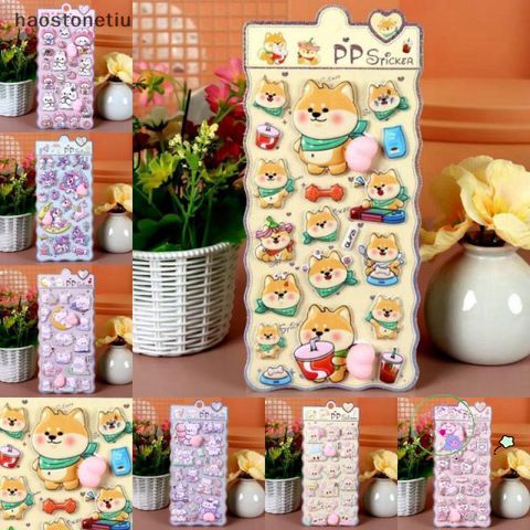 Hình Dán 3D Mềm Mại Thỏ, Gấu, Chó Dễ Thương - Phụ Kiện Trang Trí DIY Sổ, Cốc, Laptop Mới, Chất Lượng Cao