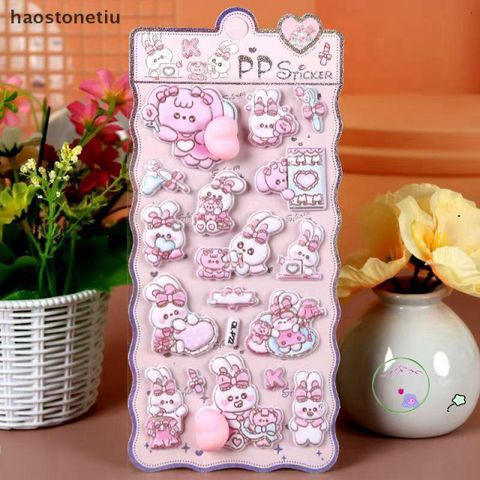 Hình Dán 3D Mềm Mại Thỏ, Gấu, Chó Dễ Thương - Phụ Kiện Trang Trí DIY Sổ, Cốc, Laptop Mới, Chất Lượng Cao