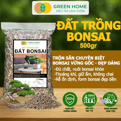 Đất Trồng Bonsai GreenHome 500Gr - Hỗn Hợp Giữ Ẩm Tối Ưu, Thoáng Khí Tự Nhiên, Dinh Dưỡng Đầy Đủ Cho Cây Cảnh