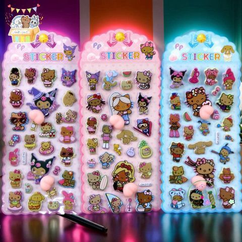 Miếng Dán 3D Hello Kitty Dễ Thương - Quà Tặng Trang Trí DIY cho Laptop và Sổ Lưu Niệm - Giảm Căng Thẳng, Chất Liệu Cao Cấp