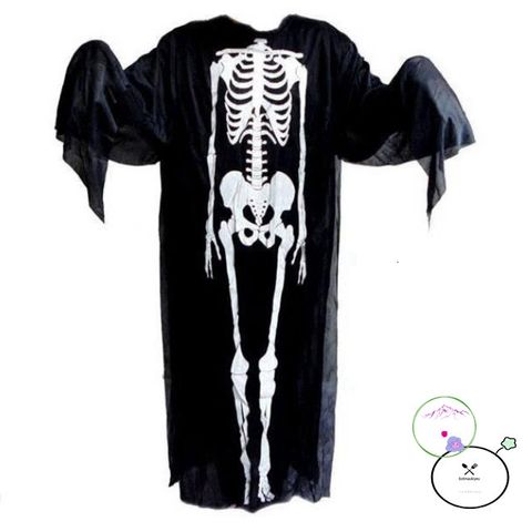 Bộ Trang Phục Thần Chết Halloween - Áo Xương và Mặt Nạ Ma Hóa Trang Cho Tiệc và Chụp Ảnh Ma Quái