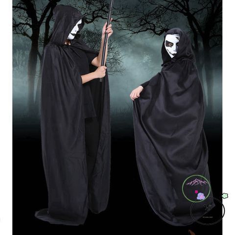 Bộ Hóa Trang Thần Chết Halloween Cao Cấp - Trang Phục Ma Mị Dành Cho Nam Nữ Với Mặt Nạ Kèm Theo