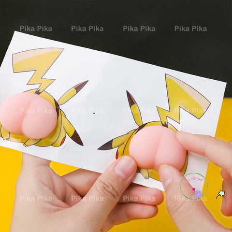 Bộ sticker PIKACHU dễ thương cho xe hơi và tủ lạnh - Hình dán chống va đập silicone Cute PK0021