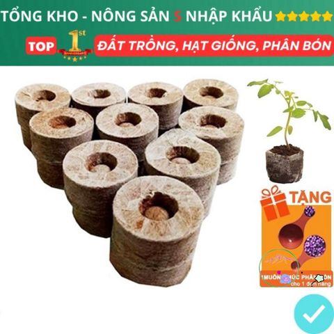 Viên Nén Xơ Dừa Ươm Hạt - 10 Viên Dinh Dưỡng Tăng Trưởng Cây Con, Tiện Ích Cho Hạt Giống Rau, Hoa, An Toàn Môi Trường