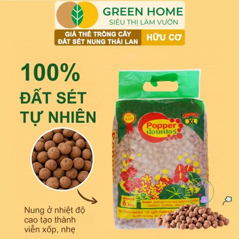 Đất Sét Nung GreenHome 6L Thái Lan - Giải Pháp Hoàn Hảo Cho Sen Đá, Phong Lan và Thủy Canh, Giữ Nước Chống Ngập Úng, Sạch Vô Trùng