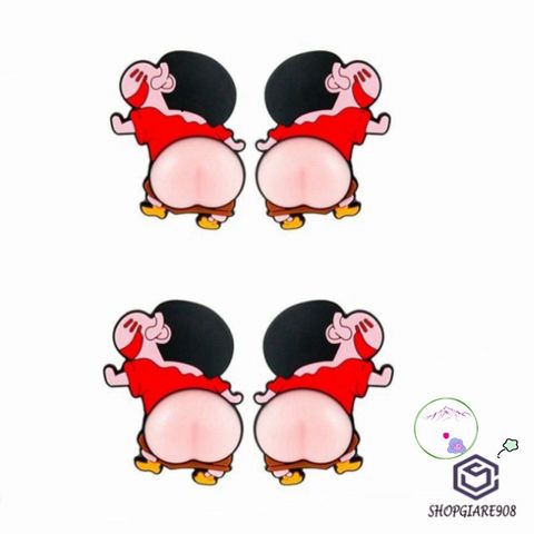 Miếng Dán Silicon Hình Đào Mông Shin - Sticker Giảm Stress Trang Trí Laptop, Xe Hơi, Đồ Chơi Thú Bông Siêu Hot