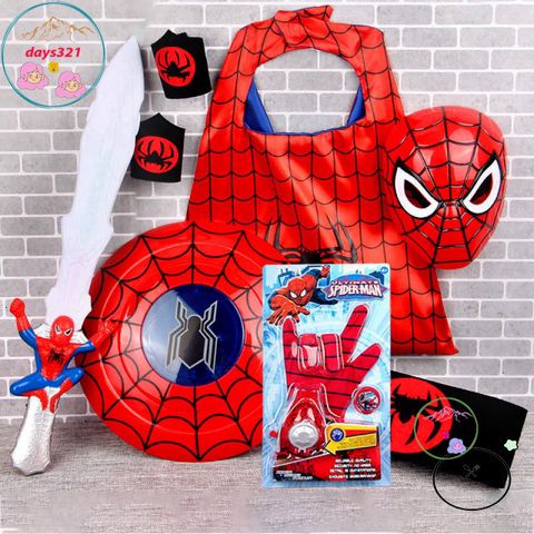 Bộ Trang Phục Siêu Nhân Nhện Cho Bé - Áo Choàng, Găng Tay & Mặt Nạ Cosplay Halloween, Đồ Chơi Hóa Trang 3D
