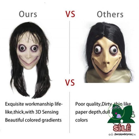 Mặt Nạ Kinh Dị Momo Dài Tóc - Phụ Kiện Hóa Trang Halloween Độc Đáo Cho Tín Đồ Cosplay, Chất Liệu An Toàn, Dễ Đeo
