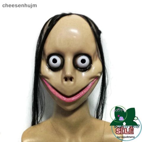 Mặt Nạ Halloween Hình Chữ V Momo Tóc Dài - Trang Trí Độc Đáo Cho Bữa Tiệc Hóa Trang và Sự Kiện Halloween