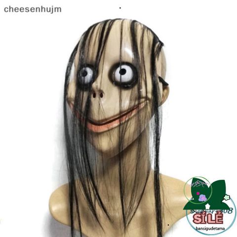 Mặt Nạ Halloween Hình Chữ V Momo Tóc Dài - Trang Trí Độc Đáo Cho Bữa Tiệc Hóa Trang và Sự Kiện Halloween
