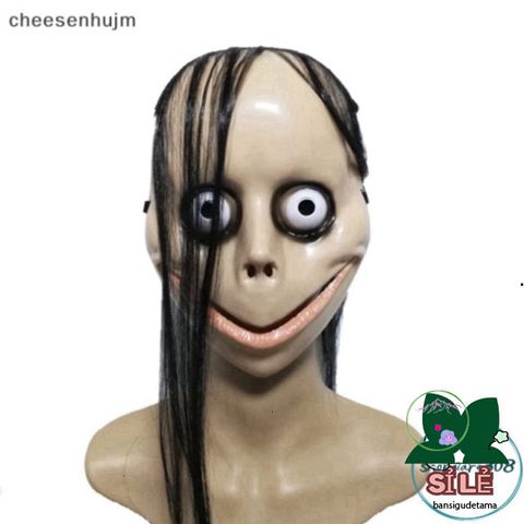Mặt Nạ Halloween Hình Chữ V Momo Tóc Dài - Trang Trí Độc Đáo Cho Bữa Tiệc Hóa Trang và Sự Kiện Halloween