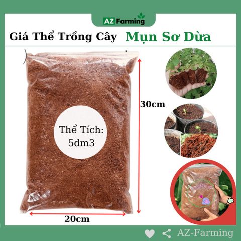 Mụn Dừa Tự Nhiên - Giá Thể Trồng Cây Không Tác Hại Môi Trường Trong Túi Zip 5dm3 - AZ Farming