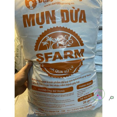 Mụn Dừa SFARM 20dm3 - Giá Thể Trồng Cây Tự Nhiên, Hợp Chất 100% Mụn Xơ Dừa, Thoáng Khí, Hút Nước Tốt, Sử Dụng Đa Năng
