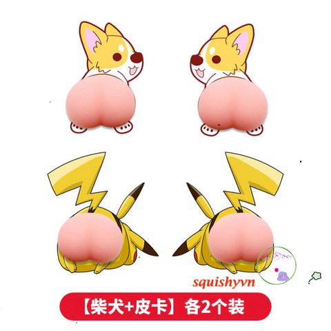 Bộ 30 Hình Dán Silicon Hình Mông Đào Dễ Thương - Trang Trí Điện Thoại Mochi Squishy, Miếng Dán Chống Xước, Bóp Giảm Stress