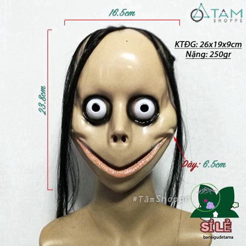 Mặt nạ Momo tóc dài - Mặt nạ Halloween kinh dị độc đáo, phụ kiện hóa trang cho lễ hội, chất liệu nhựa cứng, dễ dàng sử dụng