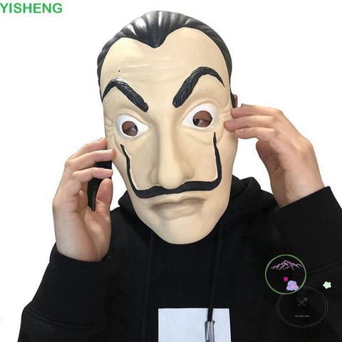 Mặt nạ Cosplay Dali La Casa de Papel - Phụ kiện Halloween độc đáo, nhân vật tiền Heist, chất liệu nhựa, kích thước 26x16cm