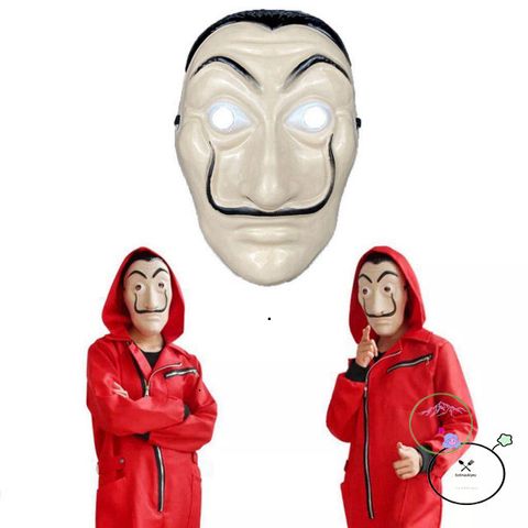 Mặt nạ Cosplay Dali La Casa de Papel - Phụ kiện Halloween độc đáo, nhân vật tiền Heist, chất liệu nhựa, kích thước 26x16cm