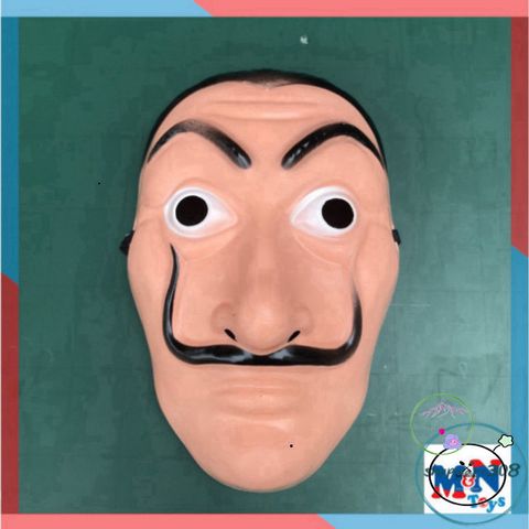 Mặt nạ hóa trang Salvador Dali - Phong cách La Casa De Papel (Money Heist) cho Halloween và lễ hội hóa trang, 25x15 cm, nhựa an toàn.