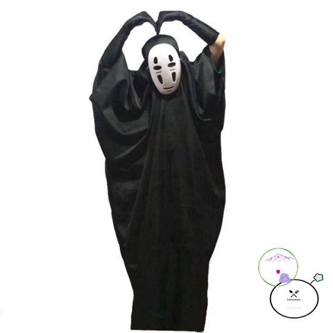 Chiếc Váy Hóa Trang Halloween Vô Diện Đen - Áo Liền Quần Kèm Mặt Nạ - Trang Phục Cosplay Huyền Bí Cho Tất Cả Vóc Dáng