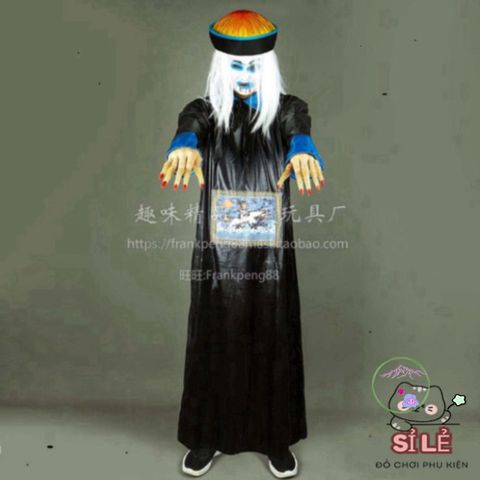 Bộ Trang Phục Halloween Ma Cà Rồng - Costume Mysterious Wizard với Mặt Nạ và Tóc Giả, Hoàn Hảo cho Sự Kiện Hóa Trang và Cosplay