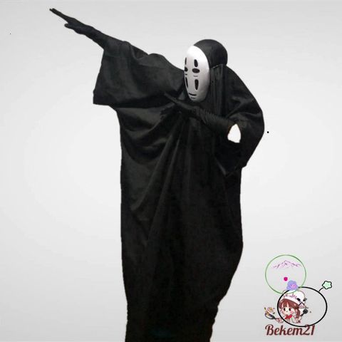 Bộ đồ cosplay bí ẩn - Áo choàng đen và mặt nạ vô diện cho người lớn và trẻ em - Thời trang độc lạ, tiện lợi cho các dịp lễ hội