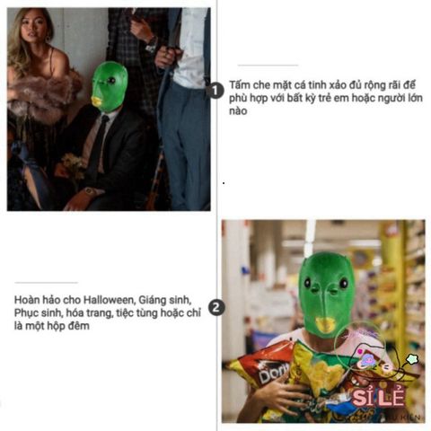 Mặt Nạ Cosplay Đầu Cá Xanh Dễ Thương - Phụ Kiện Halloween Hài Hước Cho Bữa Tiệc và Sự Kiện Đặc Biệt