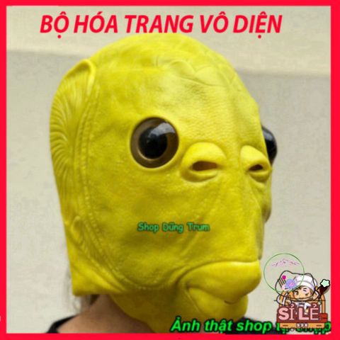 Mặt Nạ Cá Xanh Lá Silicon Hóa Trang Halloween - Phụ Kiện Cosplay Hài Hước Hình Ếch Đa Sắc Màu