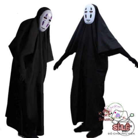 Bộ Trang Phục Cosplay Vô Diện Spirited Away - Áo Choàng Đen và Mặt Nạ Cho Trẻ Em và Người Lớn, Thế Giới Cosplay Kỳ Bí