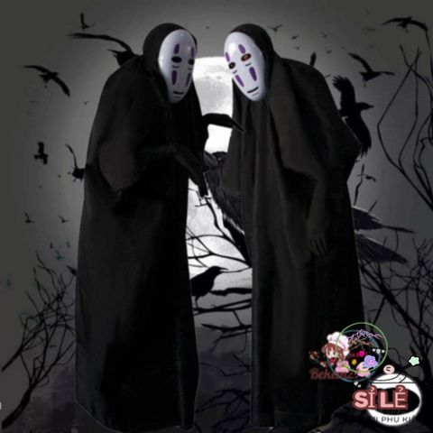 Bộ Trang Phục Cosplay Vô Diện Spirited Away - Áo Choàng Đen và Mặt Nạ Cho Trẻ Em và Người Lớn, Thế Giới Cosplay Kỳ Bí