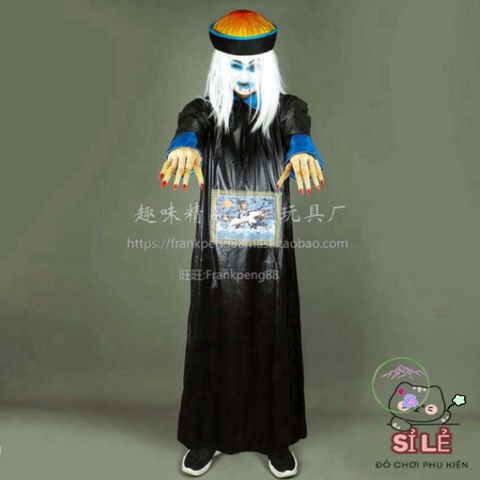 Bộ Trang Phục Halloween Cương Thi Thầy Pháp Sư - Hóa Trang Độc Đáo với Mặt Nạ, Tóc Giả và Phụ Kiện Thú Vị