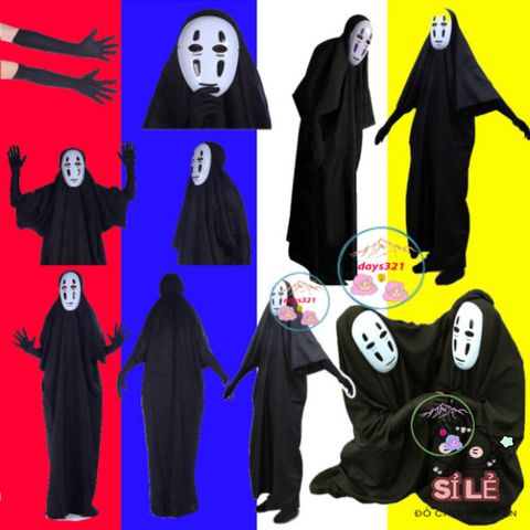 Bộ Trang Phục Cosplay Vô Diện Kaonashi 'Spirited Away' cho Trẻ em và Người Lớn - Áo Choàng và Mặt Nạ Hóa Trang Anime Chất Lượng Cao