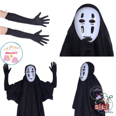 Bộ Trang Phục Cosplay Vô Diện Kaonashi 'Spirited Away' cho Trẻ em và Người Lớn - Áo Choàng và Mặt Nạ Hóa Trang Anime Chất Lượng Cao