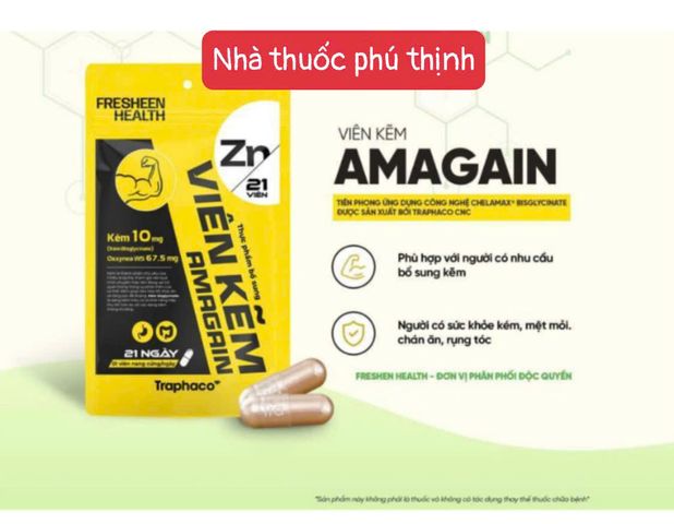 kẽm AMAGAIN Traphaco, túi 21 viên - hàng date mới 