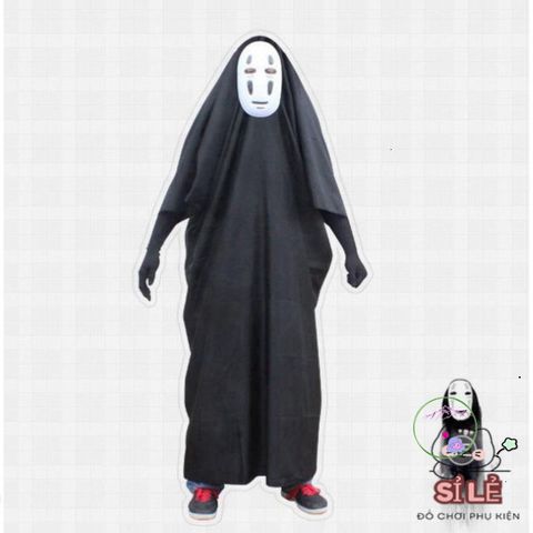 Trang phục Vô Diện (Kaonashi) Halloween - Áo choàng đen, mặt nạ bí ẩn, găng tay dài - Hóa trang Cosplay Ghibli