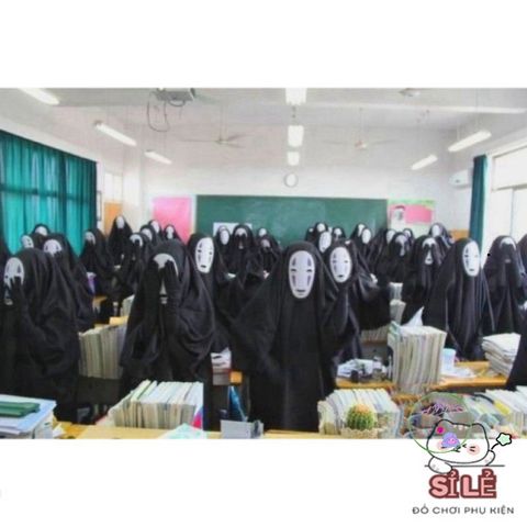 Trang phục Vô Diện (Kaonashi) Halloween - Áo choàng đen, mặt nạ bí ẩn, găng tay dài - Hóa trang Cosplay Ghibli