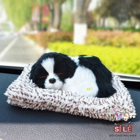 Gấu Bông Cún Đôi Vàng Trắng Trang Trí Xe Hơi - Khử Mùi và Thanh Lọc Không Khí Với Than Hoạt Tính, Kích Thước 28x20 cm