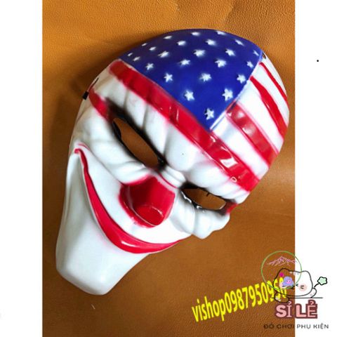 Mặt Nạ Chú Hề Đỏ PAYDAY - Mặt Nạ Halloween Trang Trí Cờ Mỹ Cho Barbershop và Tiệc Hóa Trang